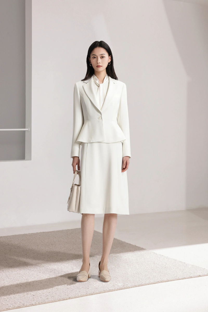 female white wool suit