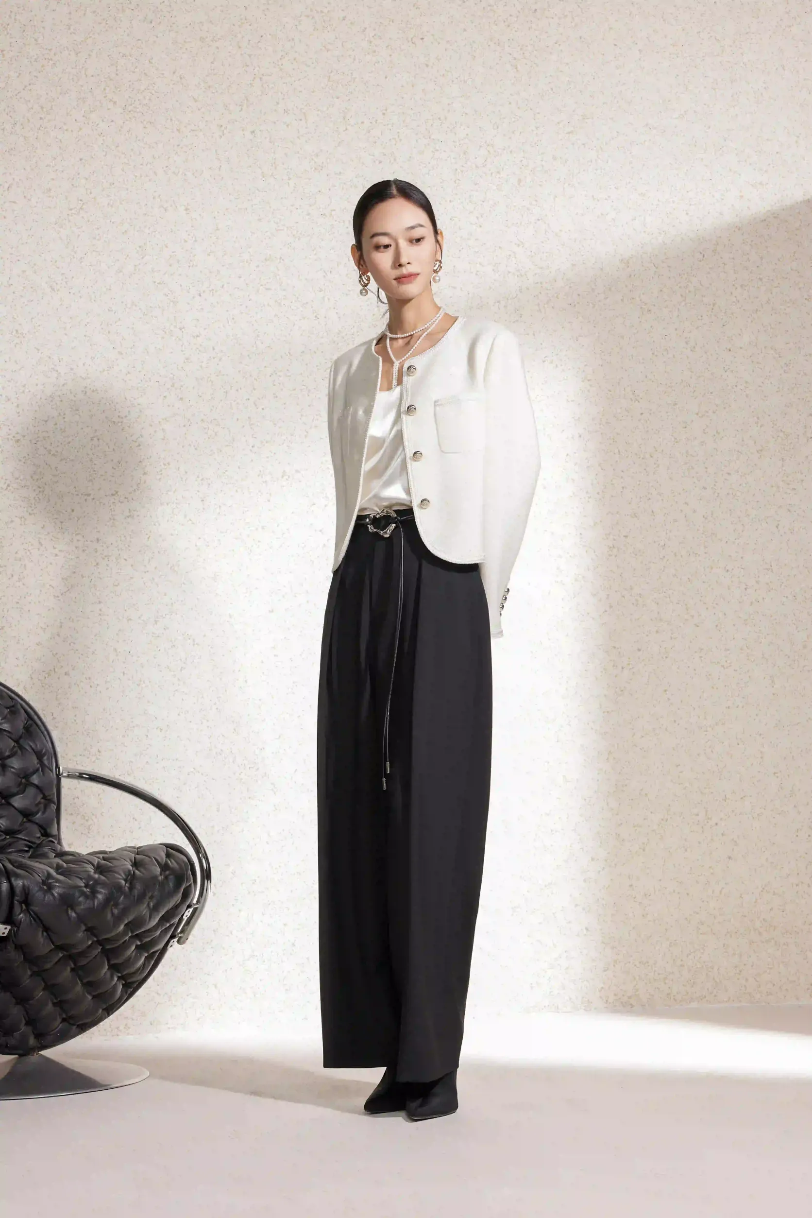 female white short coat